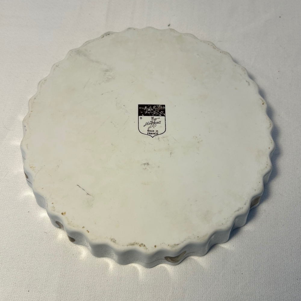 L. Lourioux Le Faune Dish Porcelain Tart Quiche Dish Mushroom Vintage - Picture 5 of 5